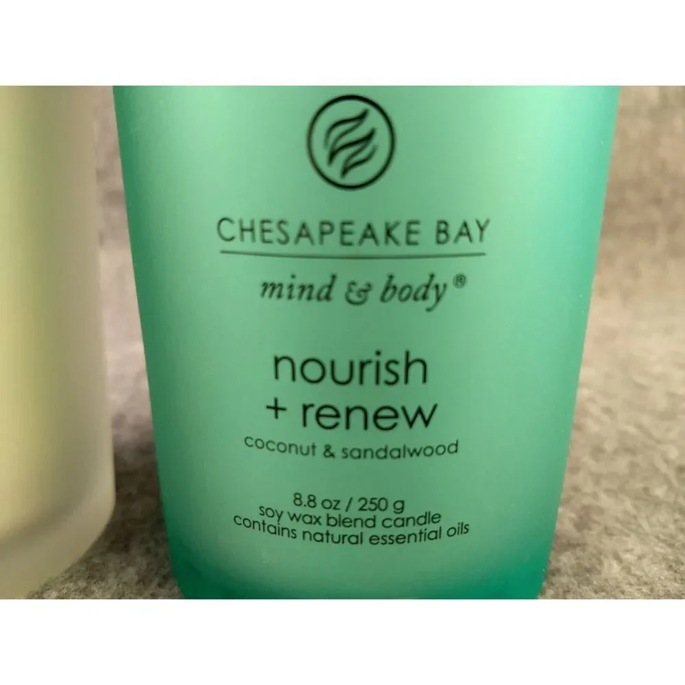 Chesapeake Bay Mind Body Candle Peace Tranquility Nourish Renew 1-Wick Lot/2 NEW